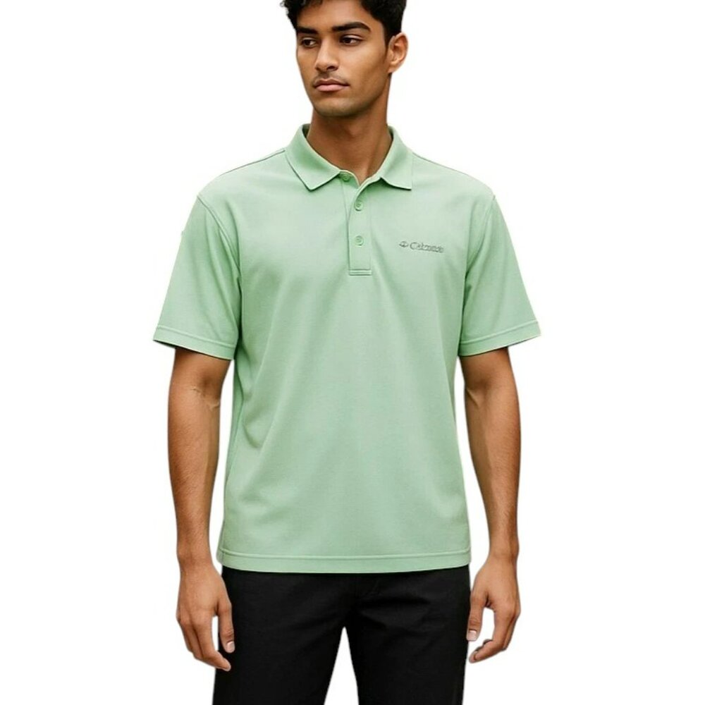 Columbia Omni Shade PFG Green Polo Shirt Mens Large Fishing Outdoors Fish